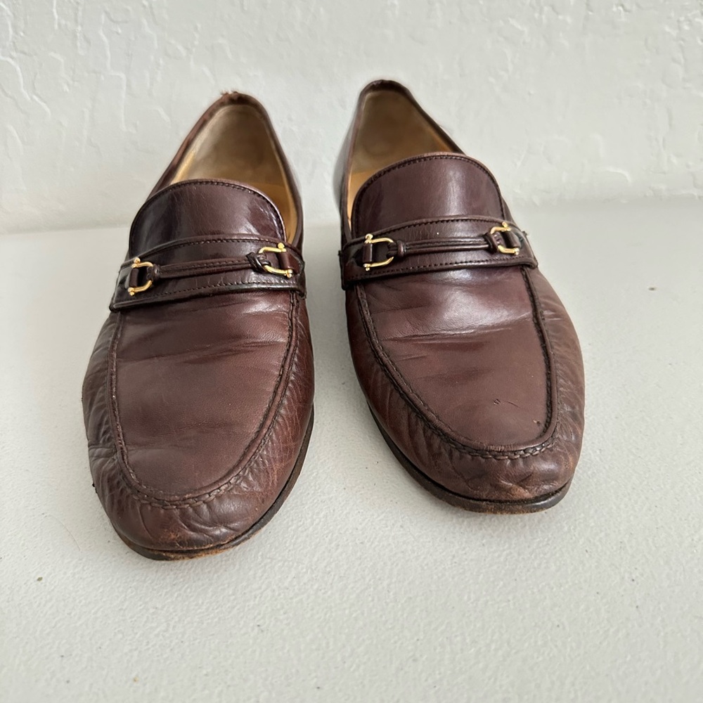 Gucci Brown Leather Loafers with Horsebit Detail - Picture 11 of 15